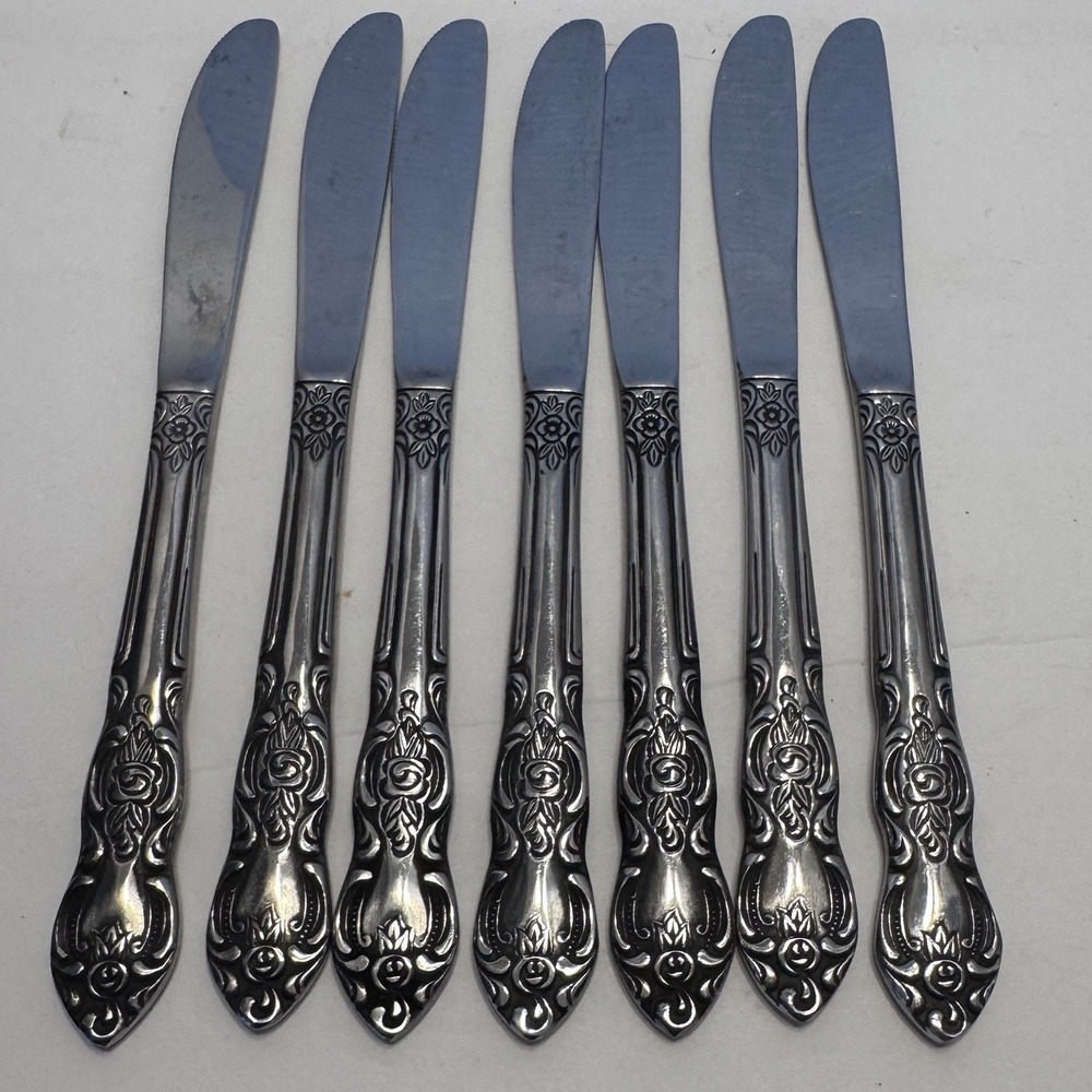 7 Butter Dinner Knife Knives Imperial Stainless Steel Flatware Japan Floral Rose